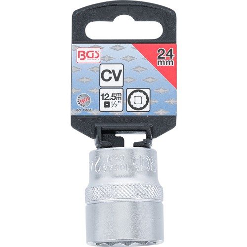 BGS Steckschlüssel-Einsatz Zwölfkant | Antrieb Innenvierkant 12,5 mm (1/2"") | SW 24 mm