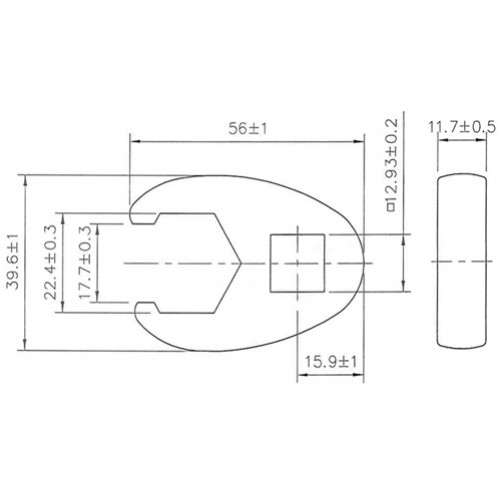 BGS Hahnenfußschlüssel | Antrieb Innenvierkant 12,5 mm (1/2"") | SW 22 mm
