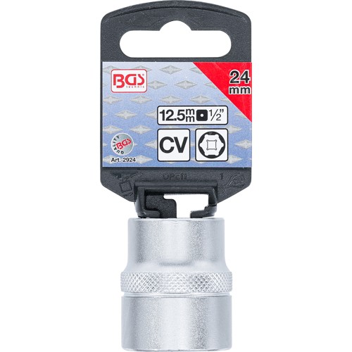 BGS Steckschlüssel-Einsatz Sechskant | Antrieb Innenvierkant 12,5 mm (1/2"") | SW 24 mm