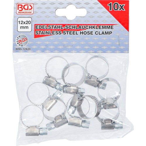 BGS Schlauchklemmen | rostfrei | 12 x 20 mm | 10-tlg.