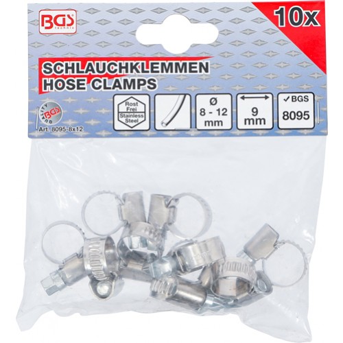 BGS Schlauchklemmen | rostfrei | 8 x 12 mm | 10-tlg.