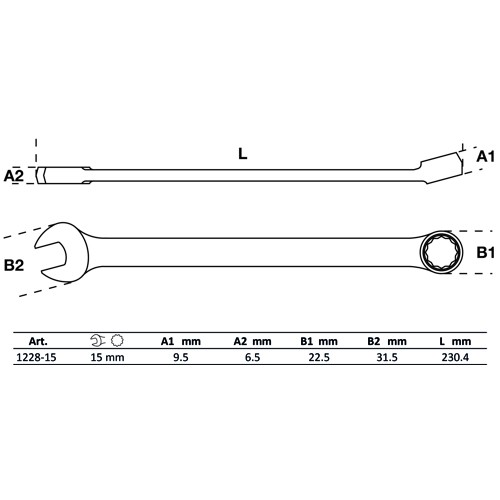 BGS Maul-Ringschlüssel | extra lang | SW 15 mm