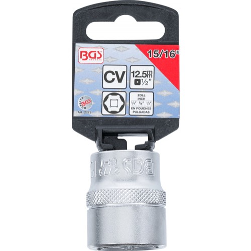 BGS Steckschlüssel-Einsatz Sechskant | Antrieb Innenvierkant 12,5 mm (1/2"") | SW 15/16""