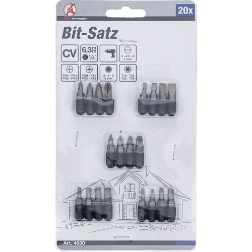 BGS Bit-Satz | Antrieb Außensechskant 6,3 mm (1/4"") | 20-tlg.