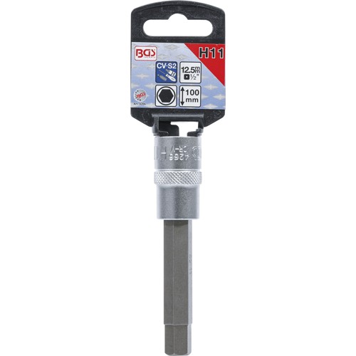 BGS Bit-Einsatz | Länge 100 mm | Antrieb Innenvierkant 12,5 mm (1/2"") | Innensechskant 11 mm