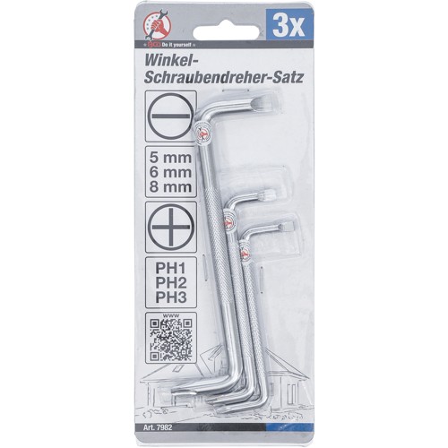 BGS Winkel-Schraubendreher-Satz | Schlitz / Kreuzschlitz | 3-tlg.