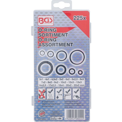 BGS O-Ring-Sortiment | Ø 3 - 22 mm | 225-tlg.