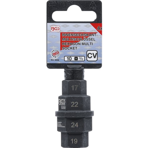 BGS Motorrad-Spezial-Einsatz | Antrieb 10 mm (3/8"") | 17 - 19 - 22 - 24 mm
