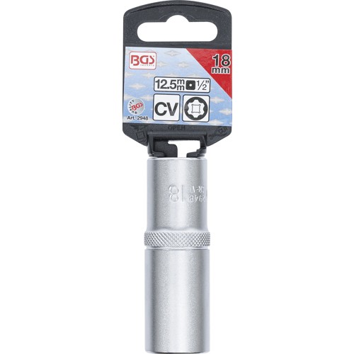BGS Steckschlüssel-Einsatz Super Lock, tief | Antrieb Innenvierkant 12,5 mm (1/2"") | SW 18 mm