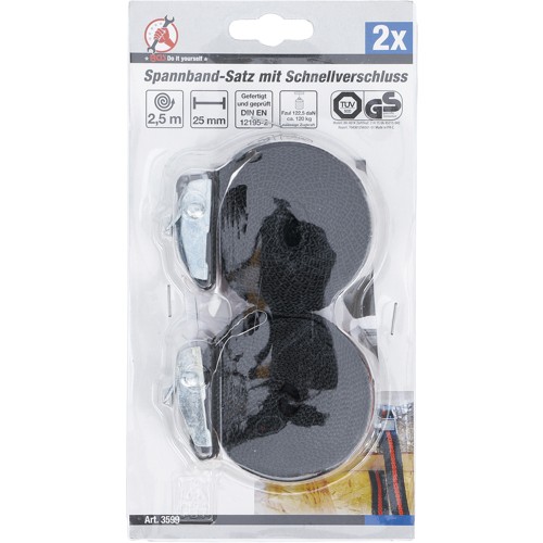 BGS Spannband-Satz mit Schnellverschluss | 2,5 m x 25 mm | 2-tlg.