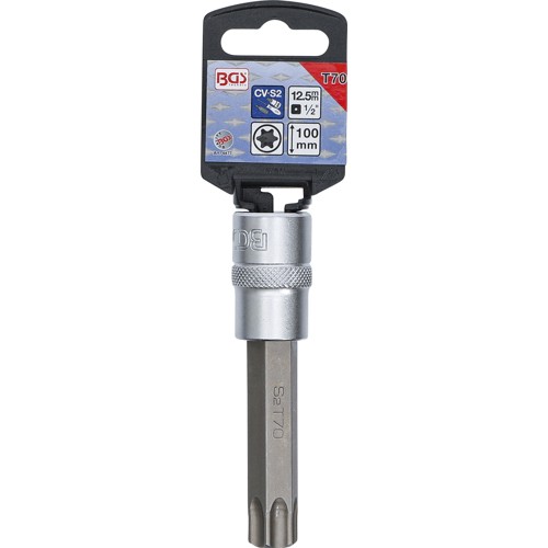 BGS Bit-Einsatz | Länge 100 mm | Antrieb Innenvierkant 12,5 mm (1/2"") | T-Profil (für Torx) T70