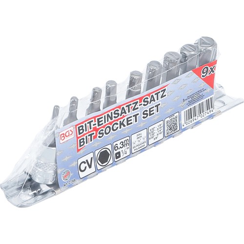 BGS Bit-Einsatz-Satz | Antriebe Innenvierkant 6,3 mm (1/4"") | Innensechskant 3/32"" - 3/8"" | Zollgrößen | 9-tlg.