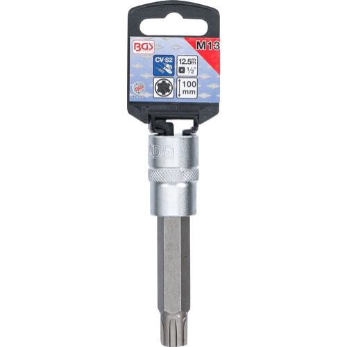 BGS Bit-Einsatz | Länge 100 mm | Antrieb Innenvierkant 12,5 mm (1/2"") | Keil-Profil (für RIBE) M13