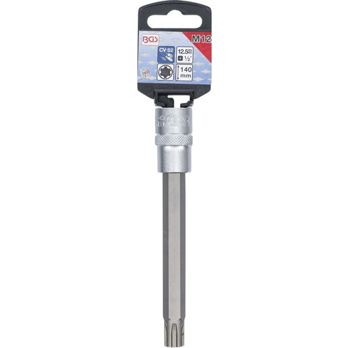BGS Bit-Einsatz | Länge 140 mm | Antrieb Innenvierkant 12,5 mm (1/2"") | Keil-Profil (für RIBE) M12