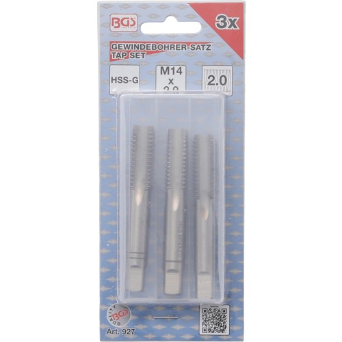 BGS Gewindebohrer-Satz | Vor-, Mittel- und Fertigschneider | HSS-G | M14 x 2,0 mm | 3-tlg.