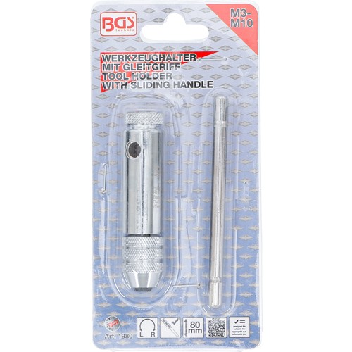 BGS Werkzeughalter mit Gleitgriff für Gewindebohrer | M3 - M10 | 80 mm