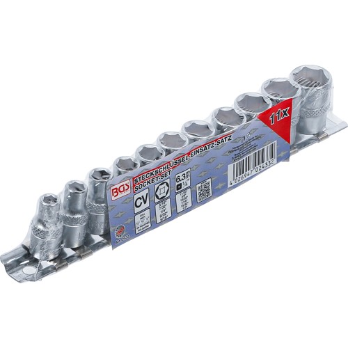 BGS Steckschlüssel-Einsatz-Satz Sechskant | Antrieb Innenvierkant 6,3 mm (1/4"") | Zollgrößen | 11-tlg.