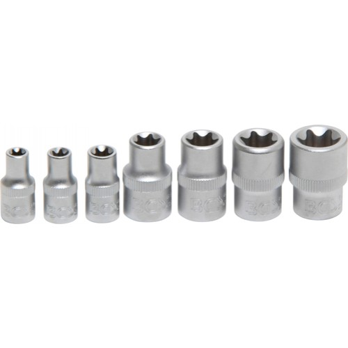 BGS Steckschlüssel-Einsatz-Satz E-Profil | Antrieb Innenvierkant 6,3 mm (1/4"") / 10 mm (3/8"") | SW E6 - E16 | 7 tlg.