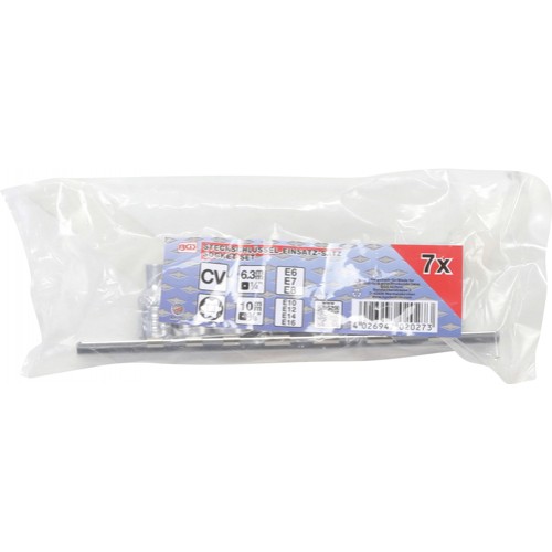 BGS Steckschlüssel-Einsatz-Satz E-Profil | Antrieb Innenvierkant 6,3 mm (1/4"") / 10 mm (3/8"") | SW E6 - E16 | 7 tlg.