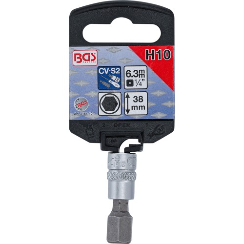 BGS Bit-Einsatz | Antrieb Innenvierkant 6,3 mm (1/4"") | Innensechskant 10 mm