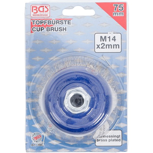 BGS Topfbürste | Aufnahme M14 x 2,0 mm | Ø 75 x 57 mm