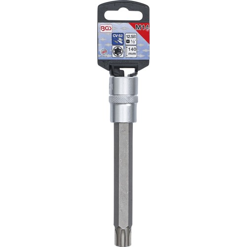 BGS Bit-Einsatz | Länge 140 mm | Antrieb Innenvierkant 12,5 mm (1/2"") | Keil-Profil (für RIBE) M14