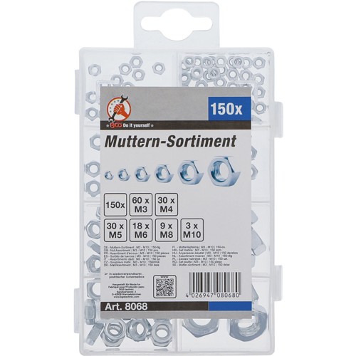 BGS Muttern-Sortiment | M3 - M10 | 150-tlg.