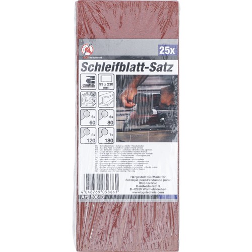 BGS Schleifblatt-Satz für Schwingschleifer / Handschleifer | 93 x 230 mm | K 60 - 180 | 25-tlg.