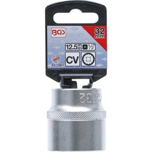 BGS Steckschlüssel-Einsatz Zwölfkant | Antrieb Innenvierkant 12,5 mm (1/2"") | SW 32 mm