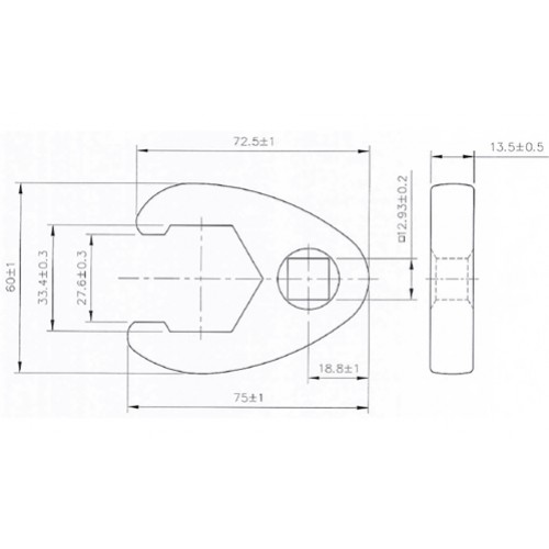 BGS Hahnenfußschlüssel | Antrieb Innenvierkant 12,5 mm (1/2"") | SW 33 mm