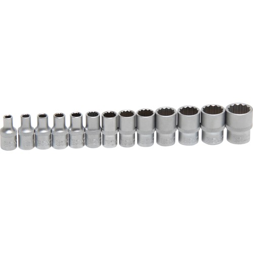 BGS Steckschlüssel-Einsatz-Satz Zwölfkant | Antrieb Innenvierkant 6,3 mm (1/4"") | SW 4 - 14 mm | 13-tlg.