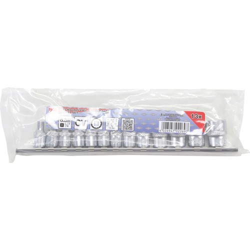 BGS Steckschlüssel-Einsatz-Satz Zwölfkant | Antrieb Innenvierkant 6,3 mm (1/4"") | SW 4 - 14 mm | 13-tlg.