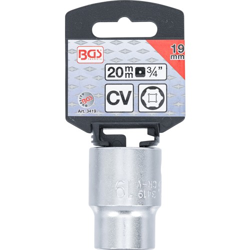BGS Steckschlüssel-Einsatz Sechskant | Antrieb Innenvierkant 20 mm (3/4"") | SW 19 mm
