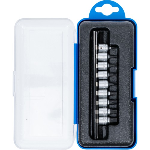 BGS Bit-Einsatz-Satz | Antrieb Innenvierkant 6,3 mm (1/4"") | TS-Profil (für Torx Plus) mit Bohrung | 9-tlg.