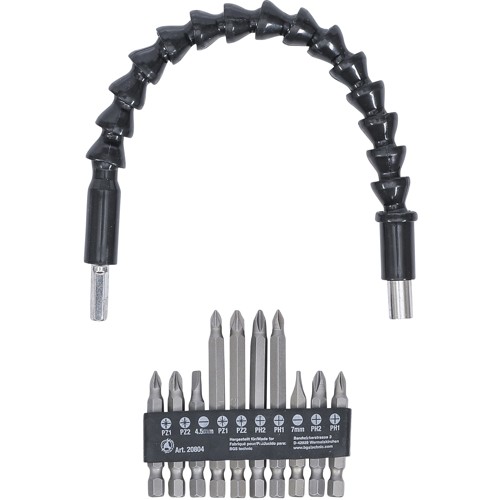 BGS Bit-Satz mit flexibler Welle | Antrieb Außensechskant 6,3 mm (1/4"") | 11-tlg.