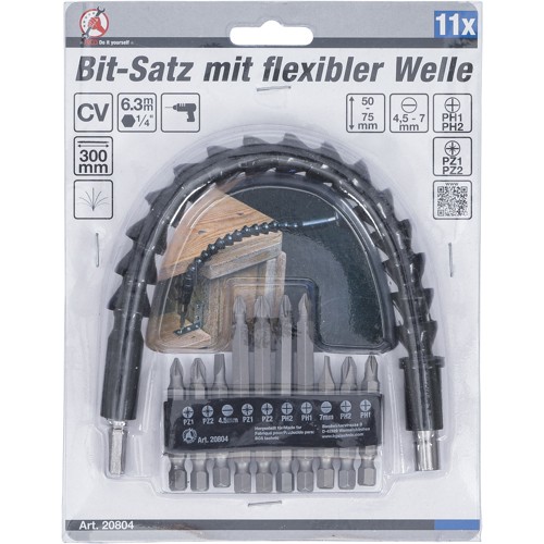BGS Bit-Satz mit flexibler Welle | Antrieb Außensechskant 6,3 mm (1/4"") | 11-tlg.