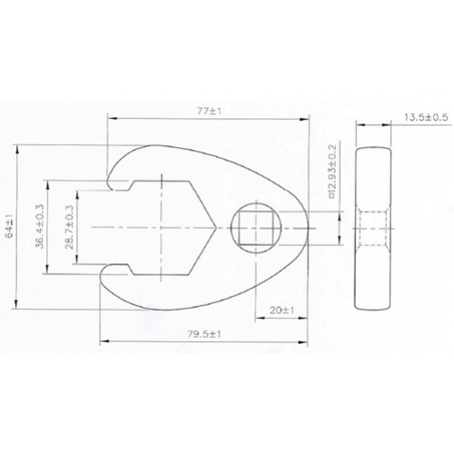 BGS Hahnenfußschlüssel | Antrieb Innenvierkant 12,5 mm (1/2"") | SW 36 mm