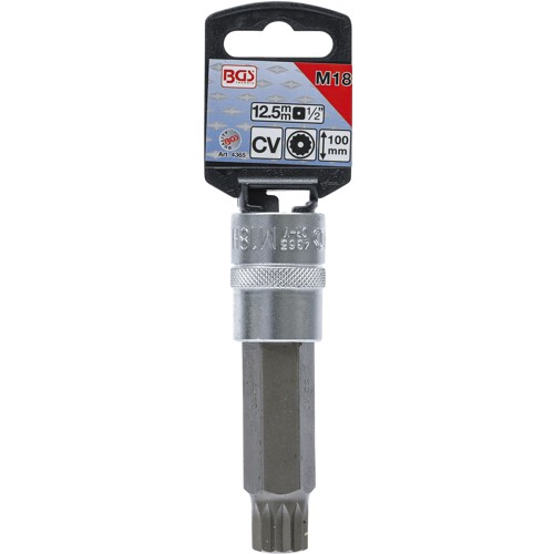 BGS Bit-Einsatz | Länge 100 mm | Antrieb Innenvierkant 12,5 mm (1/2"") | Innenvielzahn (für XZN) mit Bohrung M18