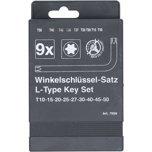 BGS Winkelschlüssel-Satz | T-Profil (für Torx) T10 - T50 | 9-tlg.