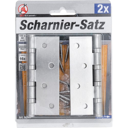 BGS Scharnier-Satz | Edelstahl | 100 x 40 mm | 2-tlg.