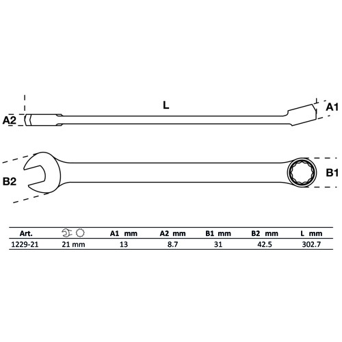 BGS Maul-Ringschlüssel | extra lang | SW 21 mm