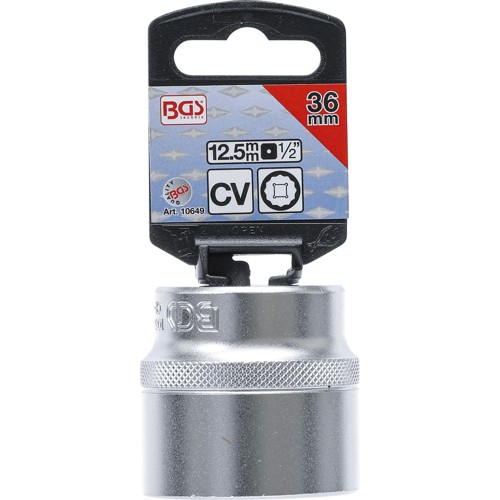 BGS Steckschlüssel-Einsatz Zwölfkant | Antrieb Innenvierkant 12,5 mm (1/2"") | SW 36 mm