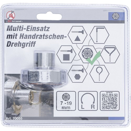 BGS Multi-Einsatz | mit Handratschen-Drehgriff, umschaltbar | SW 7 - 19 mm