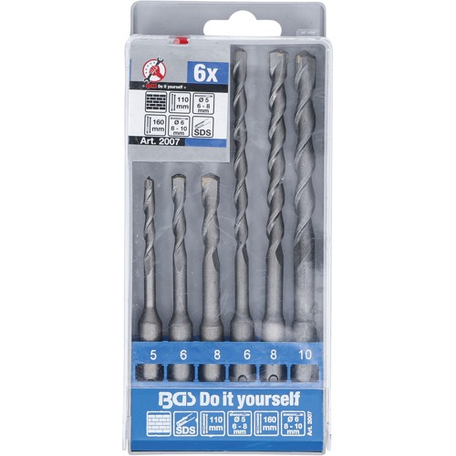BGS Hammer-Bohrer-Satz | SDS-Schaft, Hartmetallspitze | 5 - 10 mm | 6-tlg.