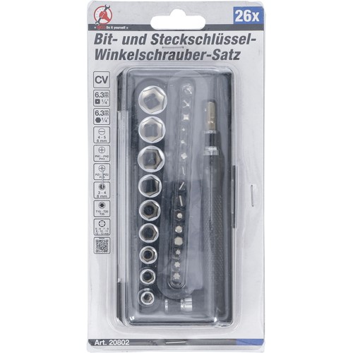 BGS Bit- und Steckschlüssel-/Winkelschrauber-Satz | Antrieb 6,3 mm (1/4"") | 26-tlg.