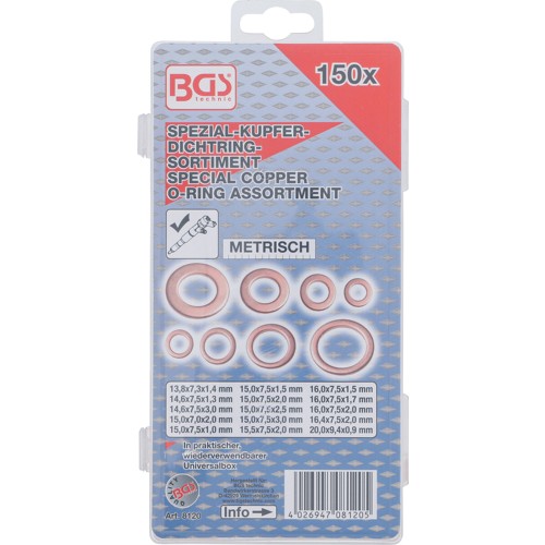 BGS Einspritzdüsen-Kupferring-Sortiment | 150-tlg.