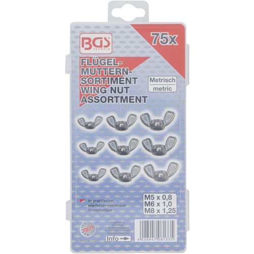 BGS Flügelmuttern-Sortiment | 75-tlg.