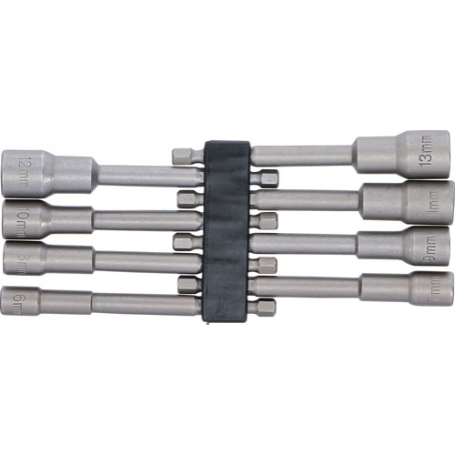 BGS Steckschlüssel-Einsatz-Satz Sechskant, extra lang | Antrieb Außensechskant 6,3 mm (1/4"") | für Bohrmaschinen | SW 6 - 13 mm | 8-tlg.