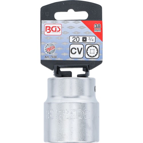 BGS Steckschlüssel-Einsatz Zwölfkant | Antrieb Innenvierkant 20 mm (3/4"") | SW 38 mm