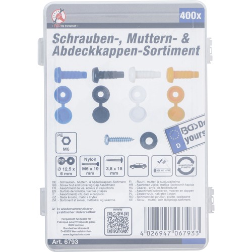 BGS Schrauben-, Muttern- und Abdeckkappen-Sortiment | 400-tlg.